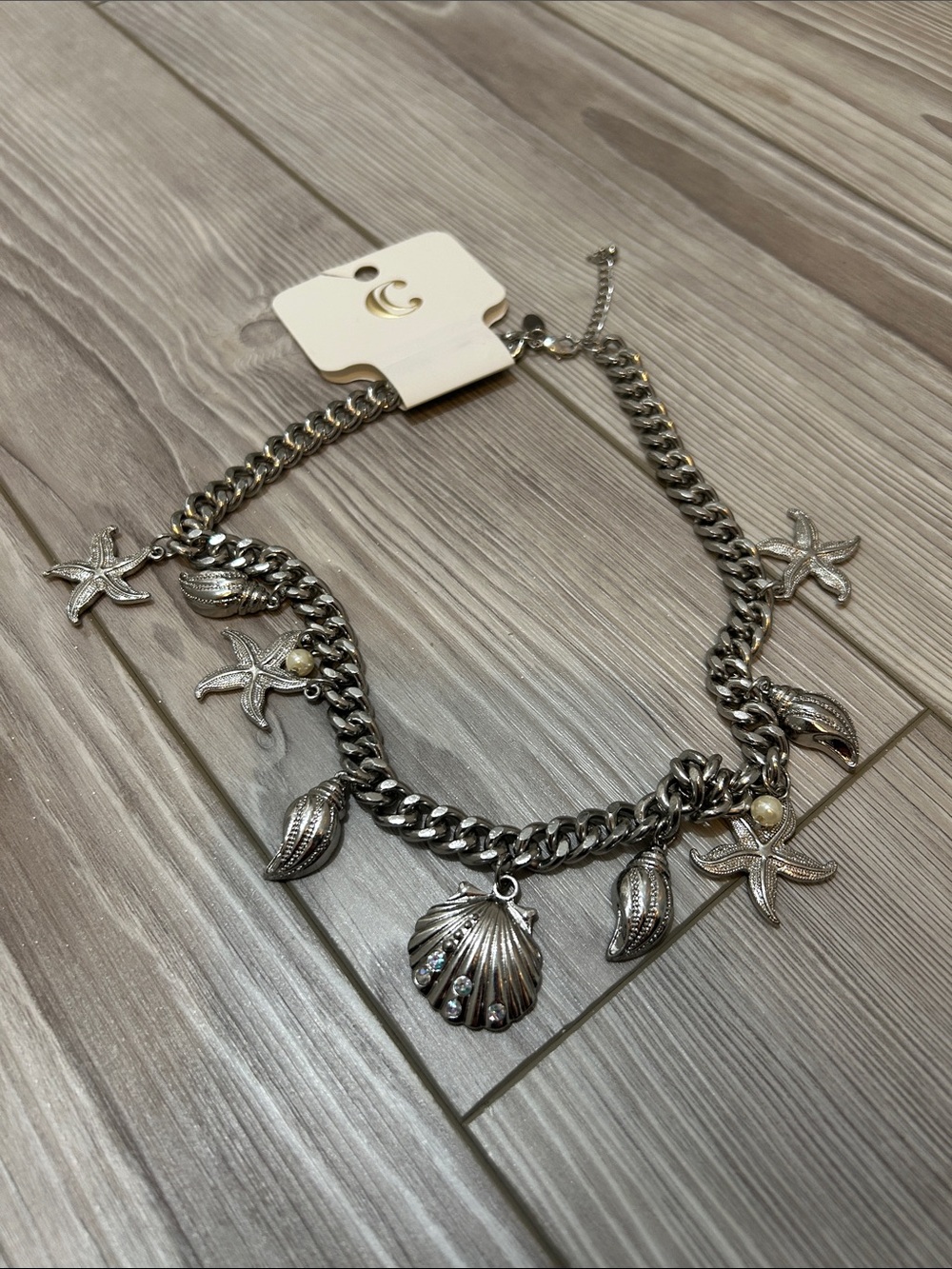 Charming Charlie Silver Seashell & Starfish Charm Necklace